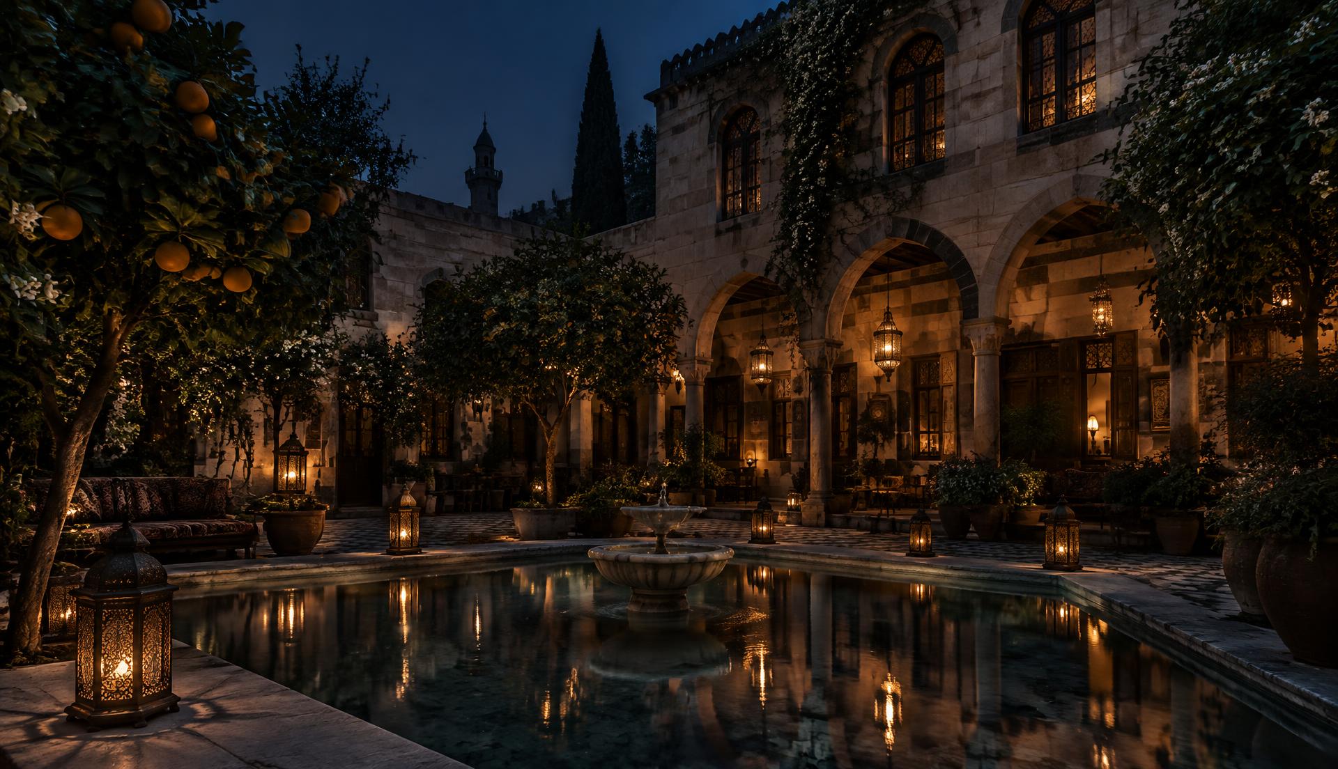 Traditional Syrian courtyard hotel